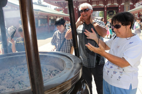 Mom And Dad At Senso-Ji Temple, Hoping To Make All Of Their Aches And Pains Go Away With The Sacred Smoke Of The Incense