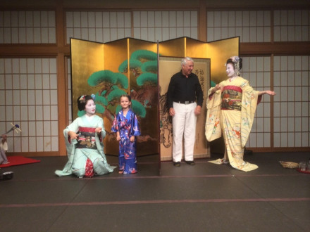 Luna And Dad Playing A Game With The Geishas
