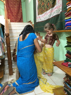 dressing up in a sari!