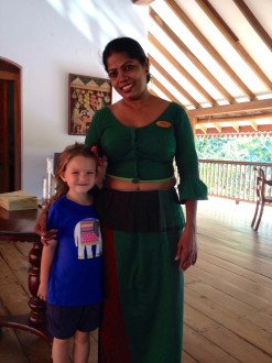 Luna and our new friend, Indu at the Ulagalla 