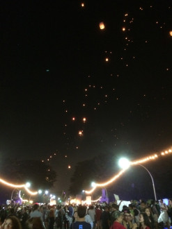 The sky is filled with lanterns