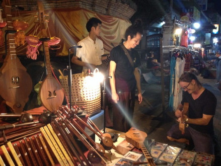 musical instruments for sale at the Sunday night market