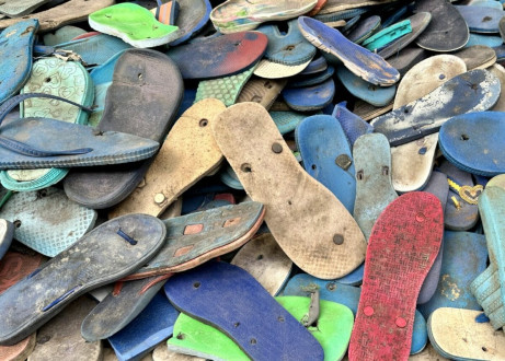 Ocean Sole flip flops before they are created into art